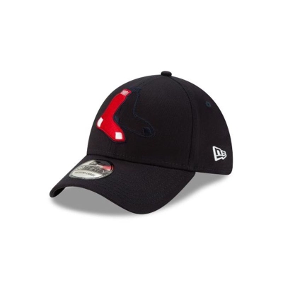 Blue Boston Red Sox Hat - New Era MLB Logo Elements 39THIRTY Stretch Fit Caps USA7410638